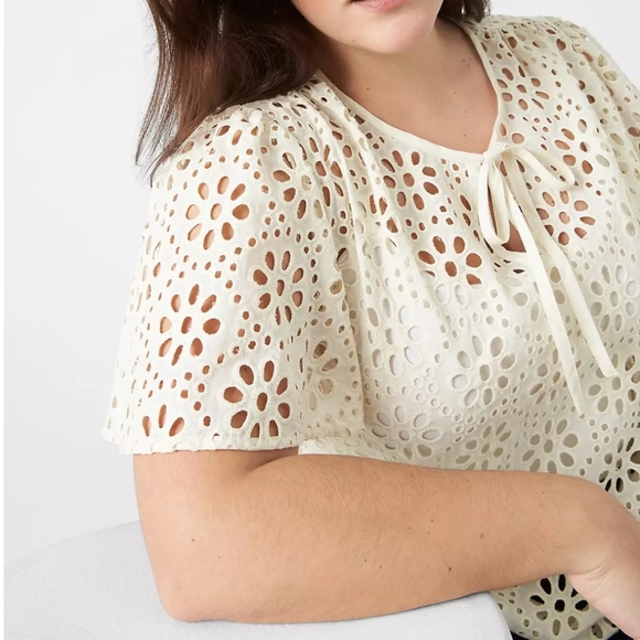 Lane Bryant Notch-Neck Sheer Eyelet Top Size 26 - Picture 2 of 4